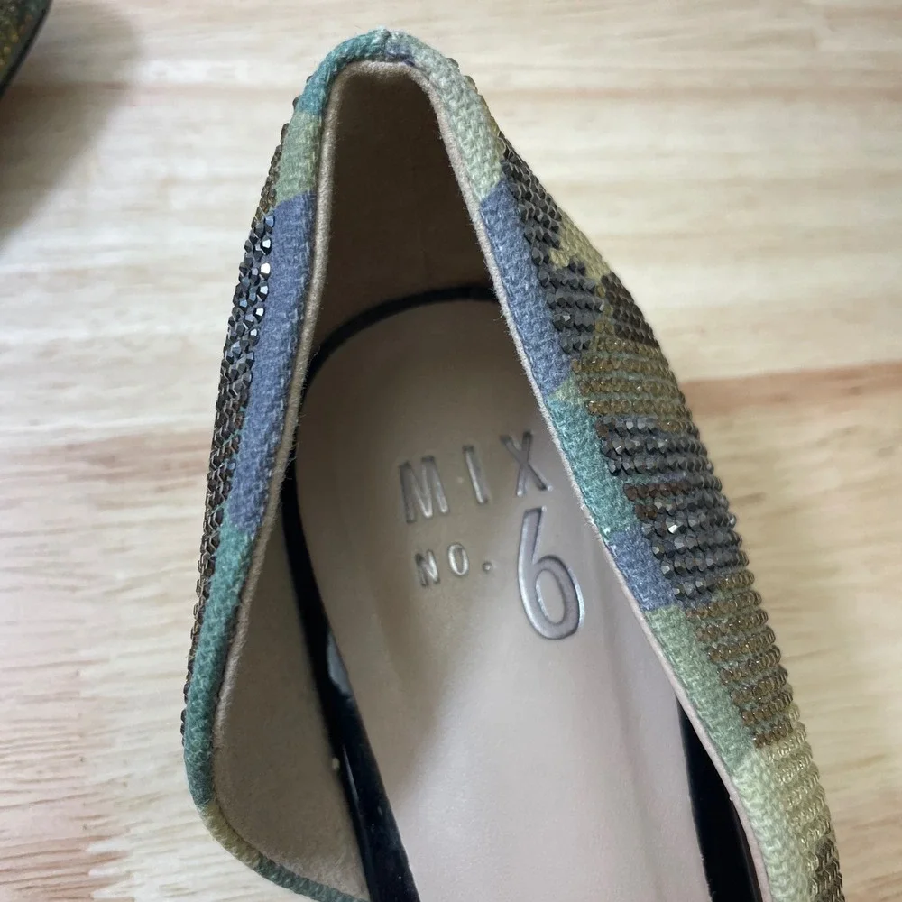 Mix No. 6 Womens Camo Rhinestone d'Orsay‎ Pointed Toe Flats Camo Size 8M